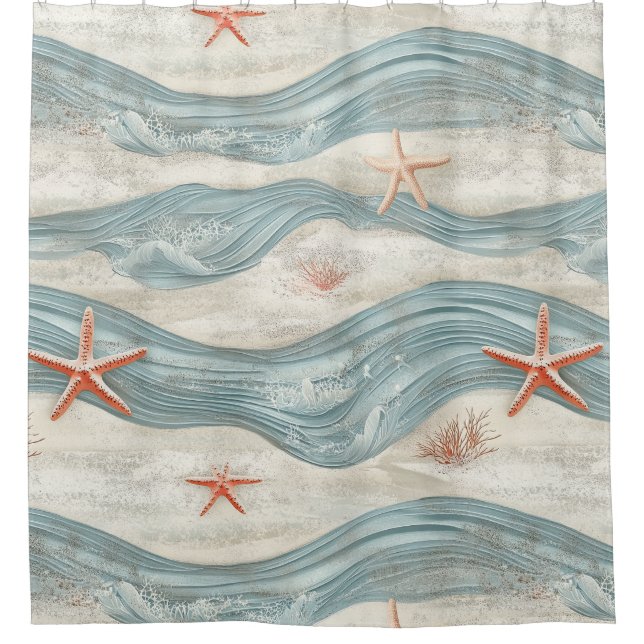 Coastal Starfish on Aqua Sand Waves Pattern (6) (Front)