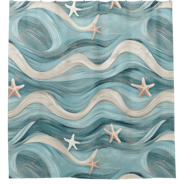 Coastal Starfish on Aqua Sand Waves Pattern (9) (Front)