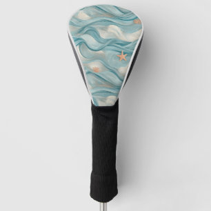 Coastal Starfish on Aqua Sand Waves Pattern (9) Golf Head Cover