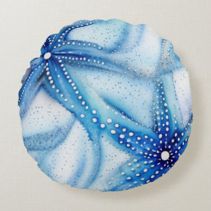 Coastal Starfish Pattern Round Pillow