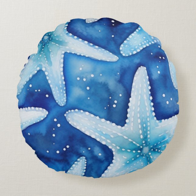 Coastal Starfish Pattern  Round Pillow (Front)