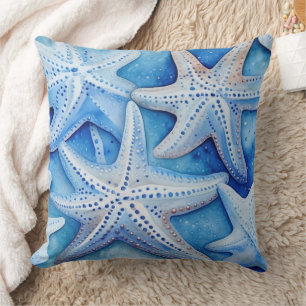 Coastal Starfish Pattern  Throw Pillow
