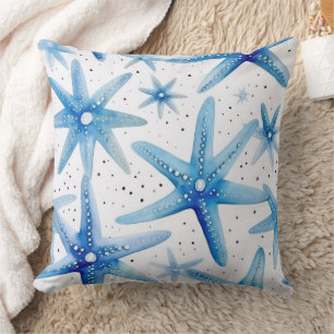 Coastal Starfish Pattern Throw Pillow