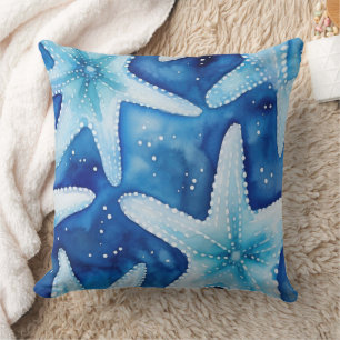 Coastal Starfish Pattern Throw Pillow