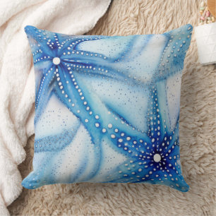 Coastal Starfish Pattern Throw Pillow