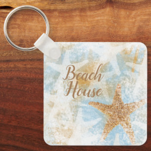 Coastal Starfish Print Art Keychain