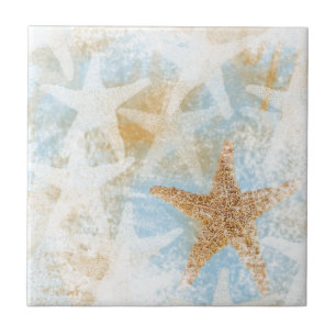 Coastal Starfish Print Art Tile