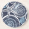 Coastal Starfish Shell Blue White Coaster