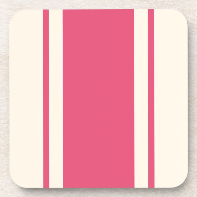 Coastal Stripe Coaster - Raspberry & Cream (Front)