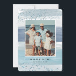 Coastal Stripe | Holiday Photo Card<br><div class="desc">Chic coastal style holiday card adds nautical flair to your Christmas greetings. Perfect for sharing a vacation photo, or for families who live in coastal, tropical, warm weather or island locales, this elegant design features your favourite photo on a background of blue and sea green watercolor stripes, with blue faux...</div>