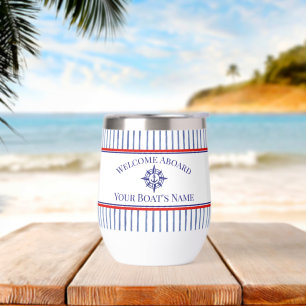  Coastal Stripe Monogram Boat Name Design