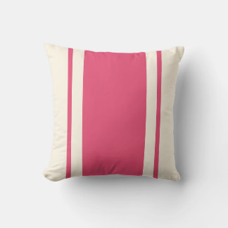 Coastal Stripe Throw Pillow – Raspberry & Cream