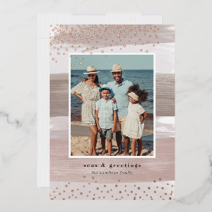 Coastal Stripe   Vertical Photo Christmas Foil Holiday Card