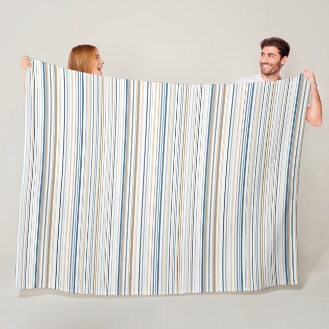 Coastal Stripes in Beach Colours Fleece Blanket (In Situ)