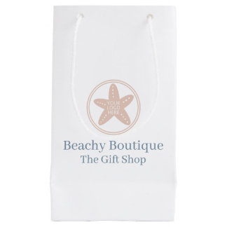 Coastal Style Your Logo Elegant Beach Business Small Gift Bag