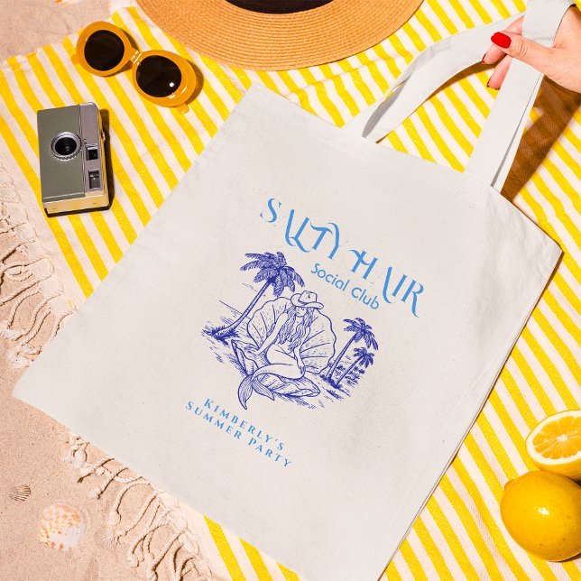Coastal Summer Blue Cowgirl Mermaid Birthday Tote Bag (Creator Uploaded)