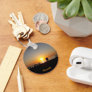 Coastal Summer Sunset Silhouette Keychain