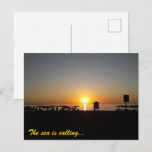 Coastal Summer Sunset Silhouette Postcard