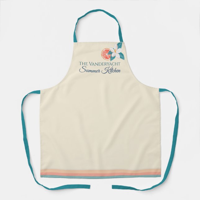 Coastal Summer Tropical Citrus & Floral Design Apron (Front)