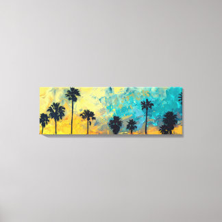 Coastal Sunset Palms Wrapped Canvas Art