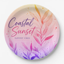 Coastal Sunset Paper Party Plates