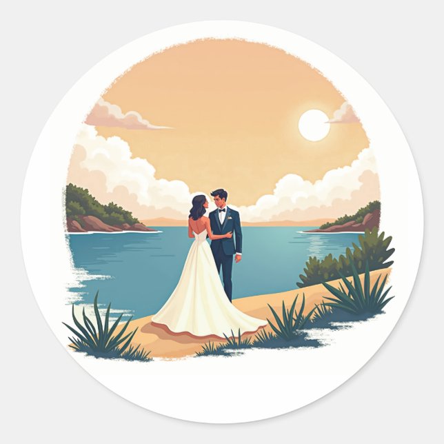 Coastal Sunset Romance Sticker (Front)