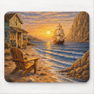 Coastal Sunset Sailing Mouse Pad