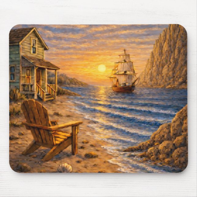 Coastal Sunset Sailing Mouse Pad (Front)