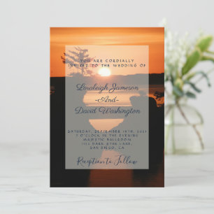 Coastal sunset wedding invitation