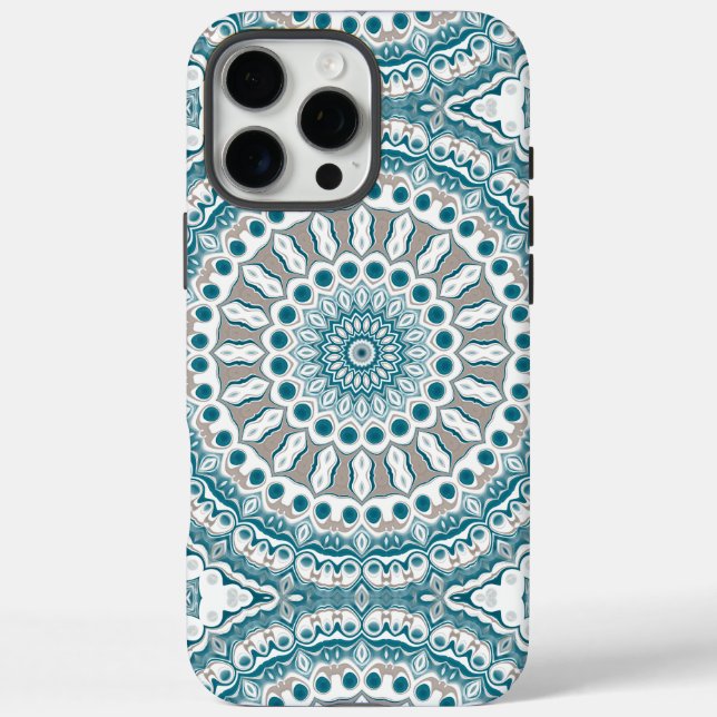 Coastal Teal and Sand Ocean-Inspired Mandala Case-Mate iPhone Case (Back)
