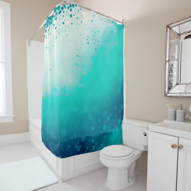 Coastal Teal Blue Aqua White Watercolor Abstract  (In Situ)