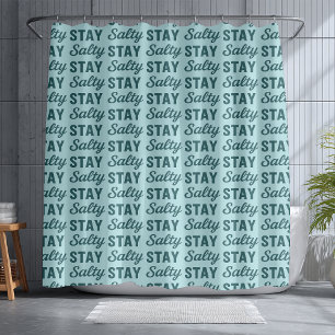 Coastal Teal Blue Stay Salty Graphic Beach Decor 