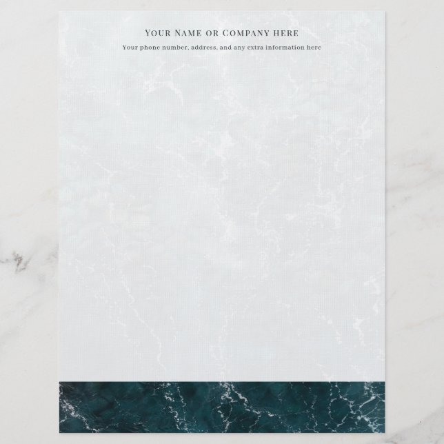 Coastal Teal Ocean Shore Personalized  Letterhead (Front)