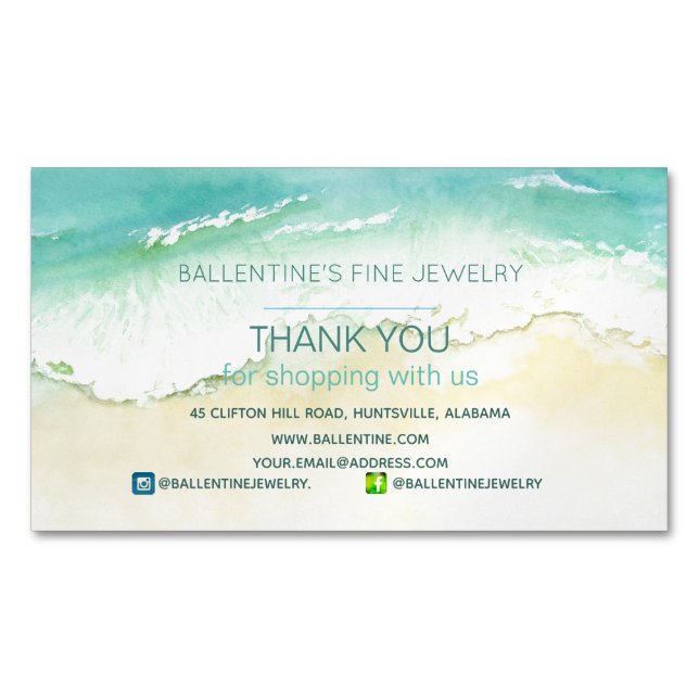 Coastal Thank You Shopping  Magnetic Business Card (Front)