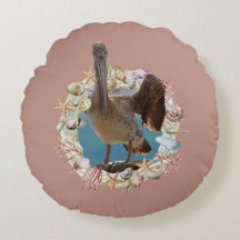 Coastal Theme, Seashell, Shorebird Throw Pillow