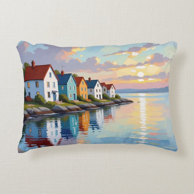 Coastal Themed | Beach Homes on the Bay   Accent Pillow (Front)