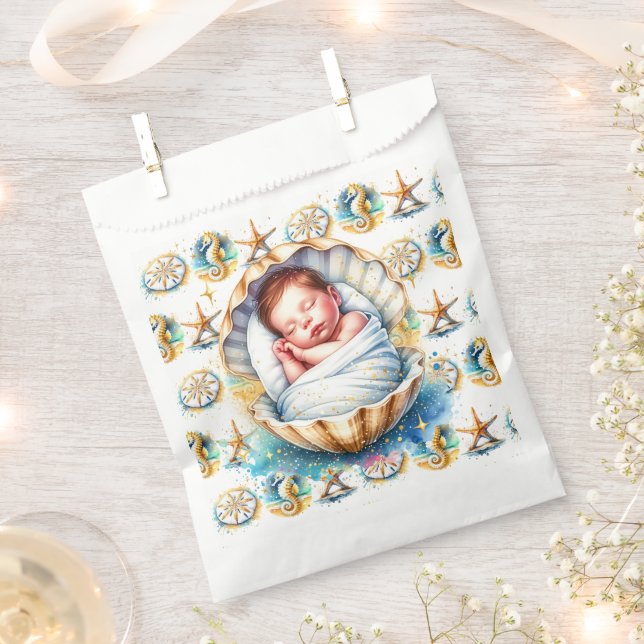 Coastal Themed Beachy Boy's Baby Shower Favour Bag (Clipped)