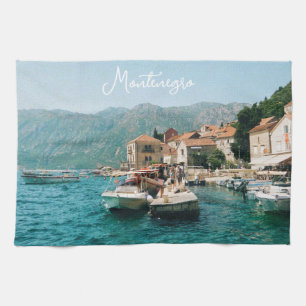 Coastal town of Perast, Montenegro Kitchen Towel