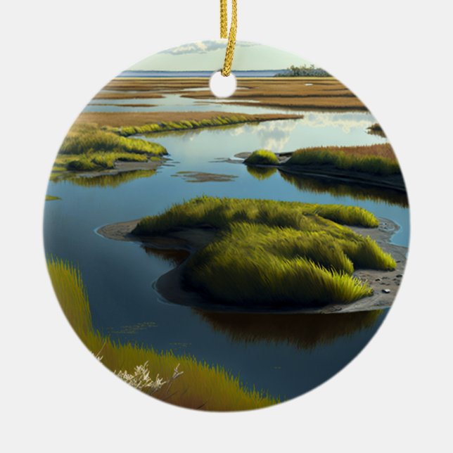 Coastal Tranquility Ceramic Ornament (Front)