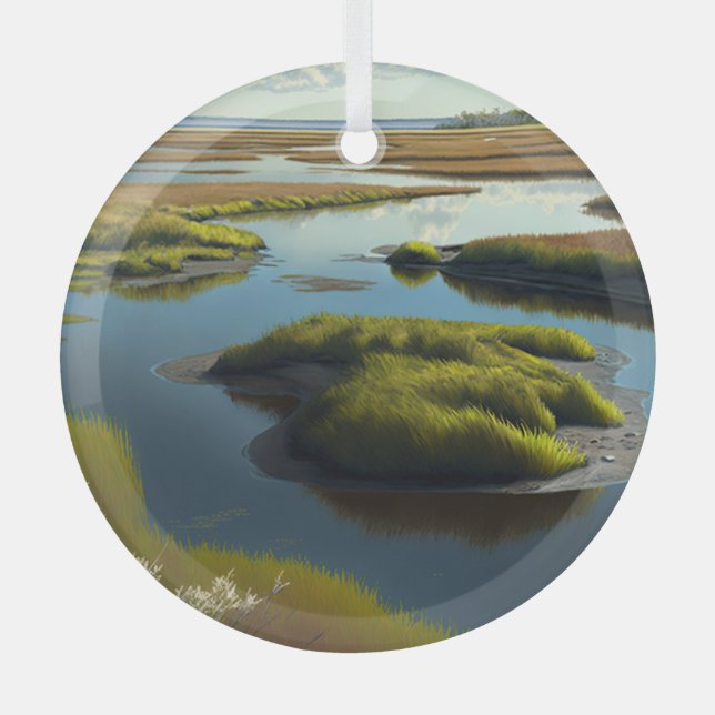 Coastal Tranquility Glass Ornament (Front)