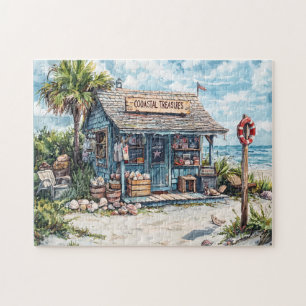 Coastal Treasures Seaside Shell Shack Beach Gifts Jigsaw Puzzle