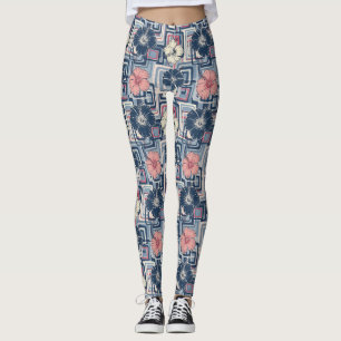 Coastal Tropical Hibiscus Pattern (10) Leggings