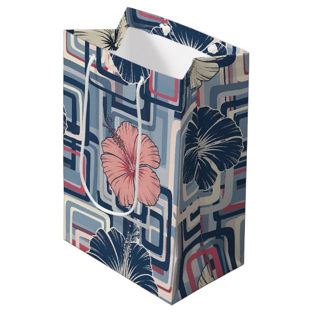 Coastal Tropical Hibiscus Pattern (10) Medium Gift Bag (Front Angled)