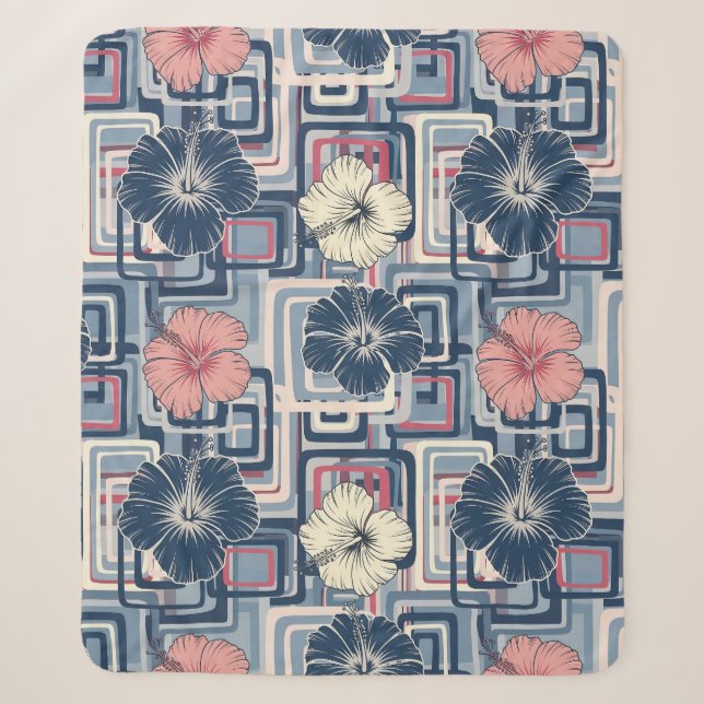 Coastal Tropical Hibiscus Pattern (10) Sherpa Blanket (Front)