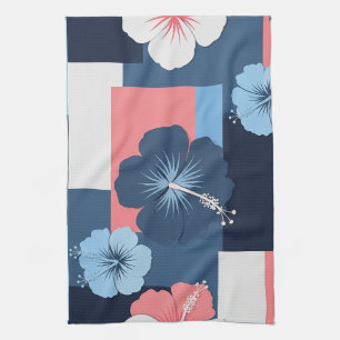 Coastal Tropical Hibiscus Pattern (11) Kitchen Towel