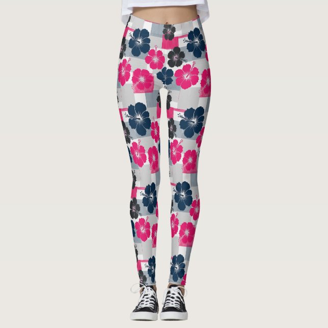 Coastal Tropical Hibiscus Pattern (13) Leggings (Front)