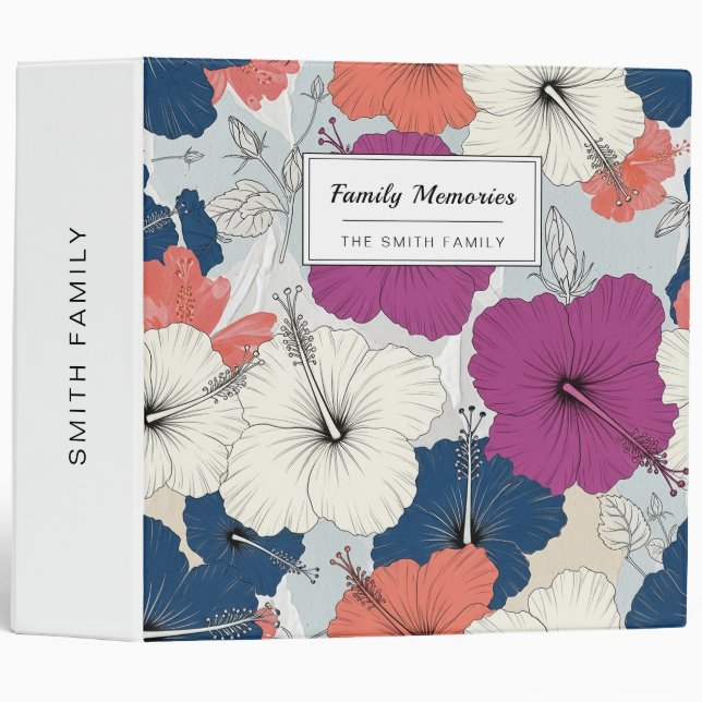 Coastal Tropical Hibiscus Pattern (15) Binder (Front/Spine)
