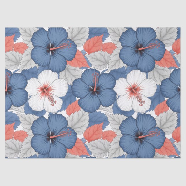 Coastal Tropical Hibiscus Pattern (1) Tissue Paper (Front)