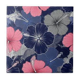 Coastal Tropical Hibiscus Pattern (2) Tile
