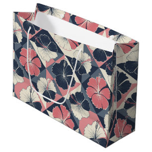 Coastal Tropical Hibiscus Pattern (3) Large Gift Bag